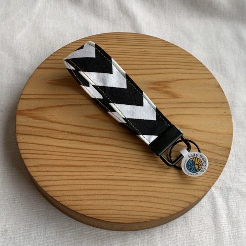 Black and White Chevron Fabric Key Fob